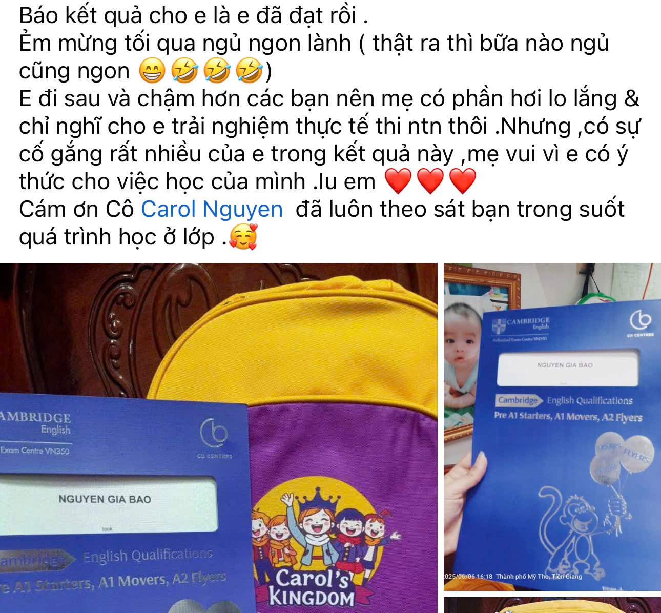 Phụ Huynh Bé Nguyễn Gia Bảo